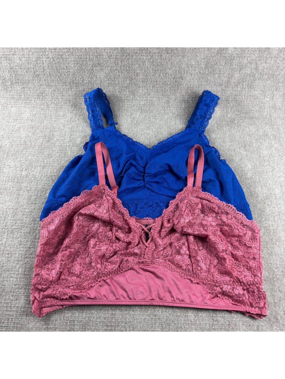 Torrid Curve Lace Bralette Lot Size 3X Wireless Blue Pink Coquette Feminine